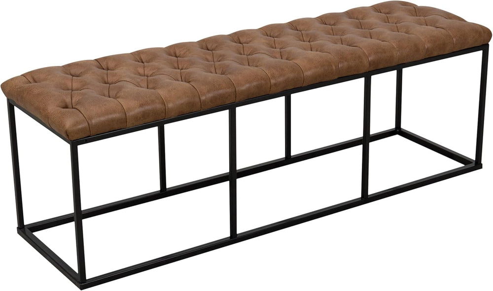 Button Tufted Bench with Metal Base - From Where - 