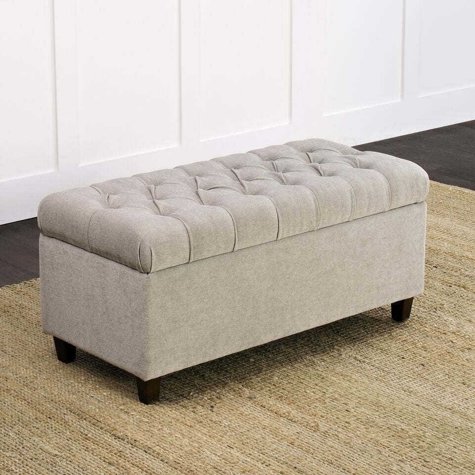 Button Tufted Storage Bench - From Where - 