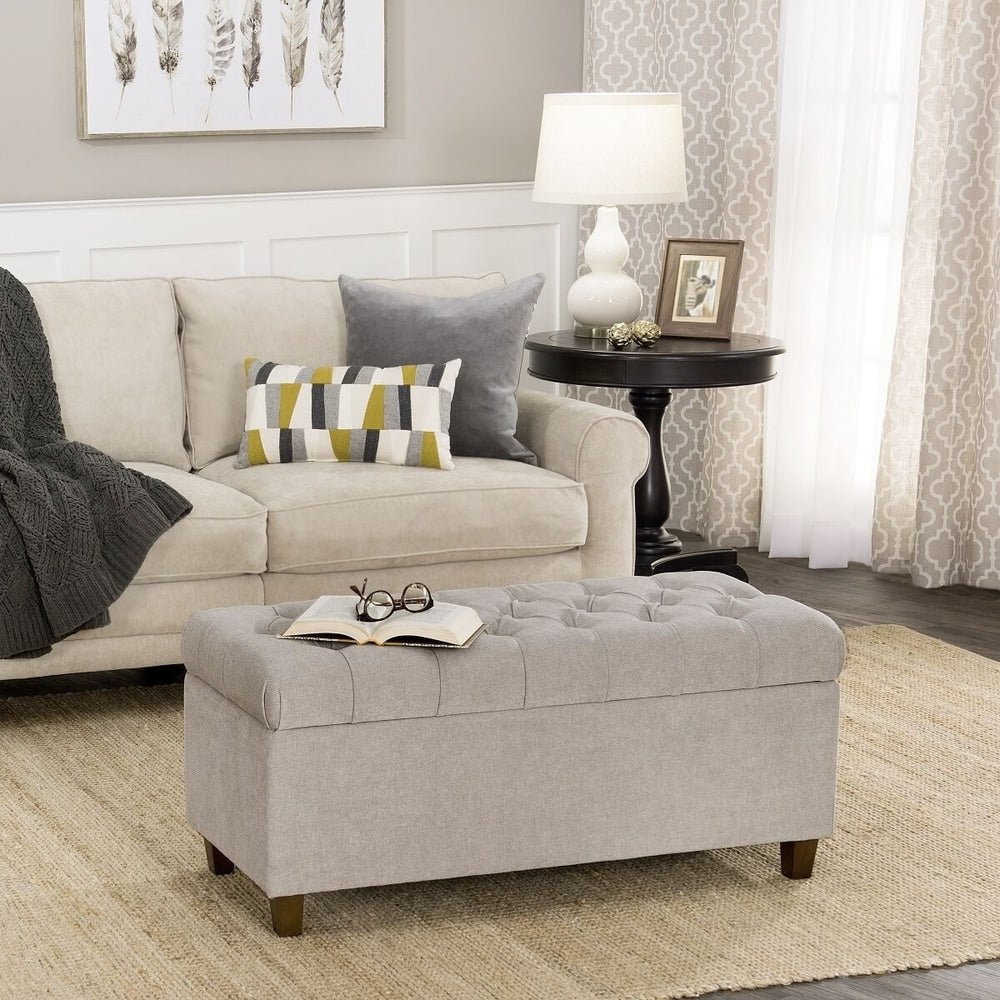 Button Tufted Storage Bench - From Where - 