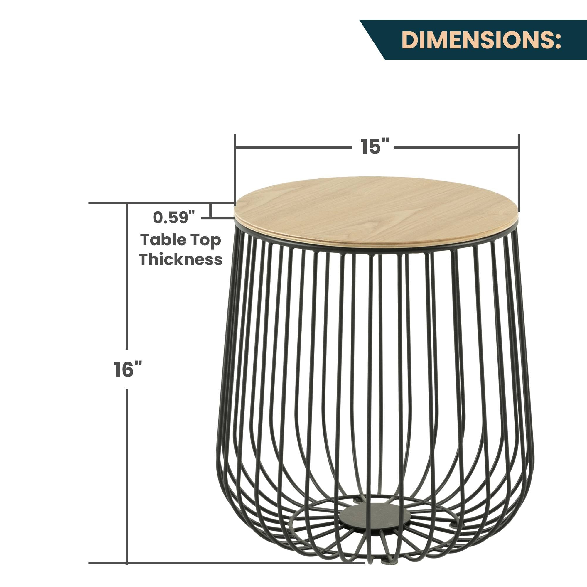 LeisureMod Runswick Modern Wood Top End Table With Steel Base Natural Wood