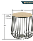 LeisureMod Runswick Modern Wood Top End Table With Steel Base Natural Wood