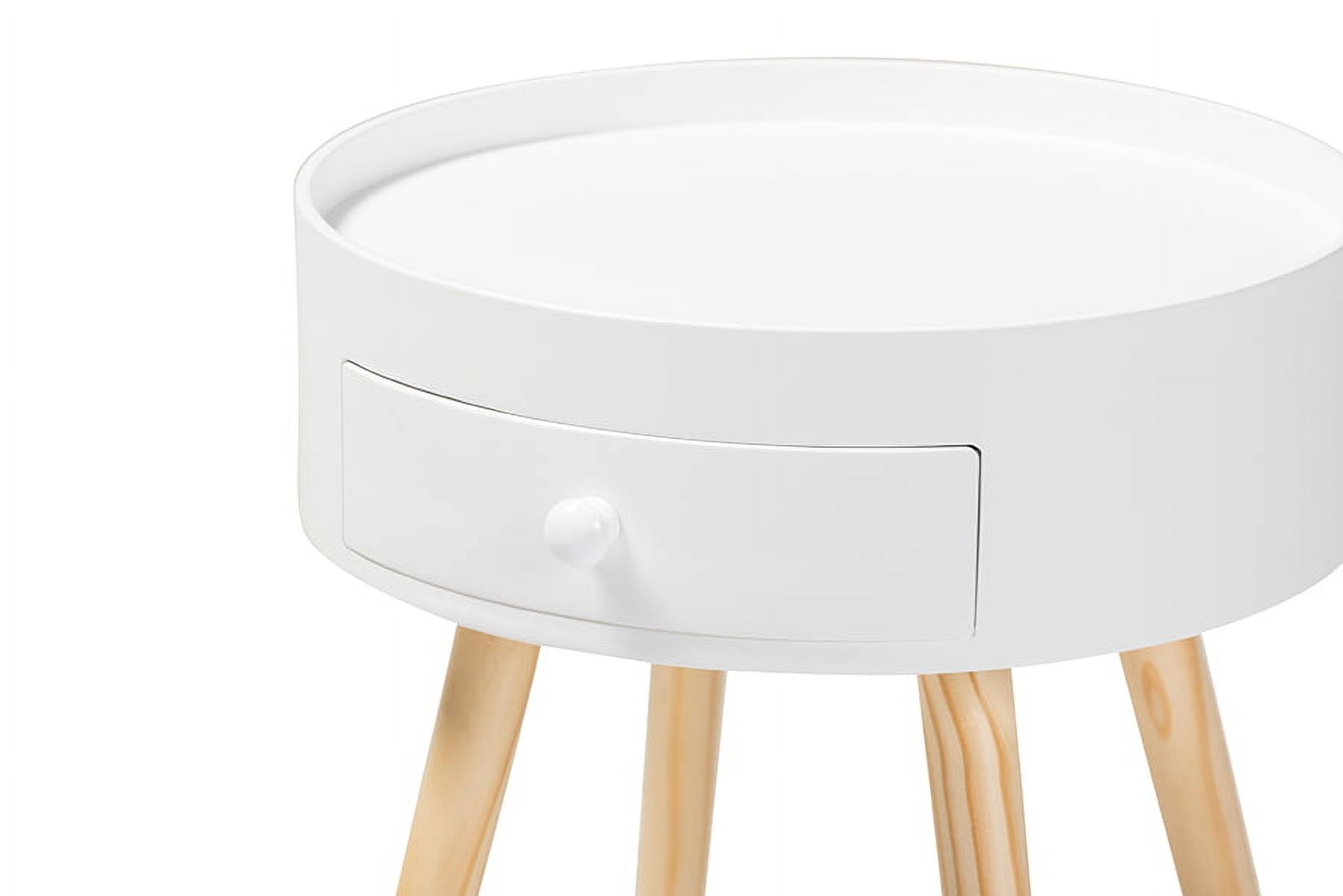 Baxton Studio Jessen Mid-Century Modern White 1-Drawer Wood End Table