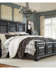 Roundhill Furniture Renova Vintage Black Wood Panel Bed, Queen
