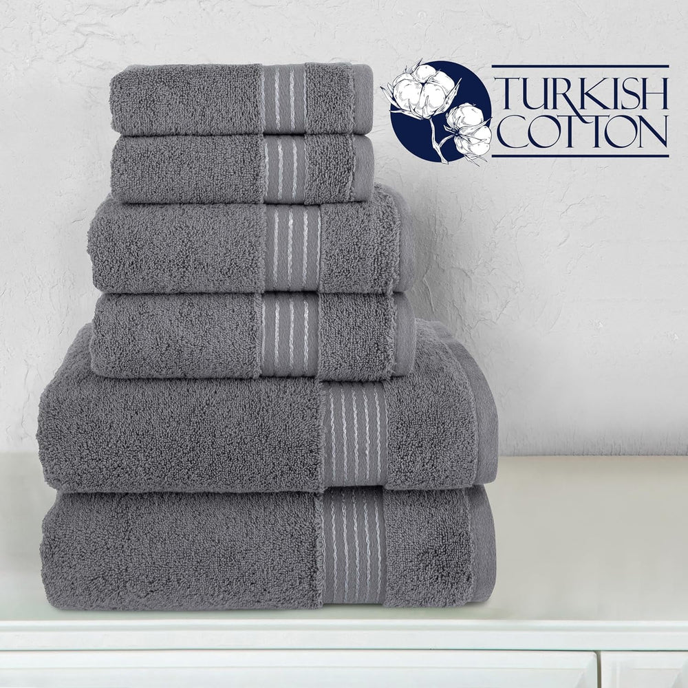 Elegant Comfort Cotton 6-Piece Towel Set Cotton Bathroom, Grey