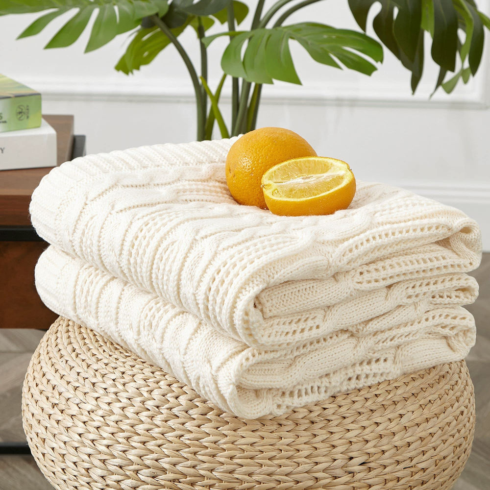 Cable Knit Throw Blankets - From Where - 