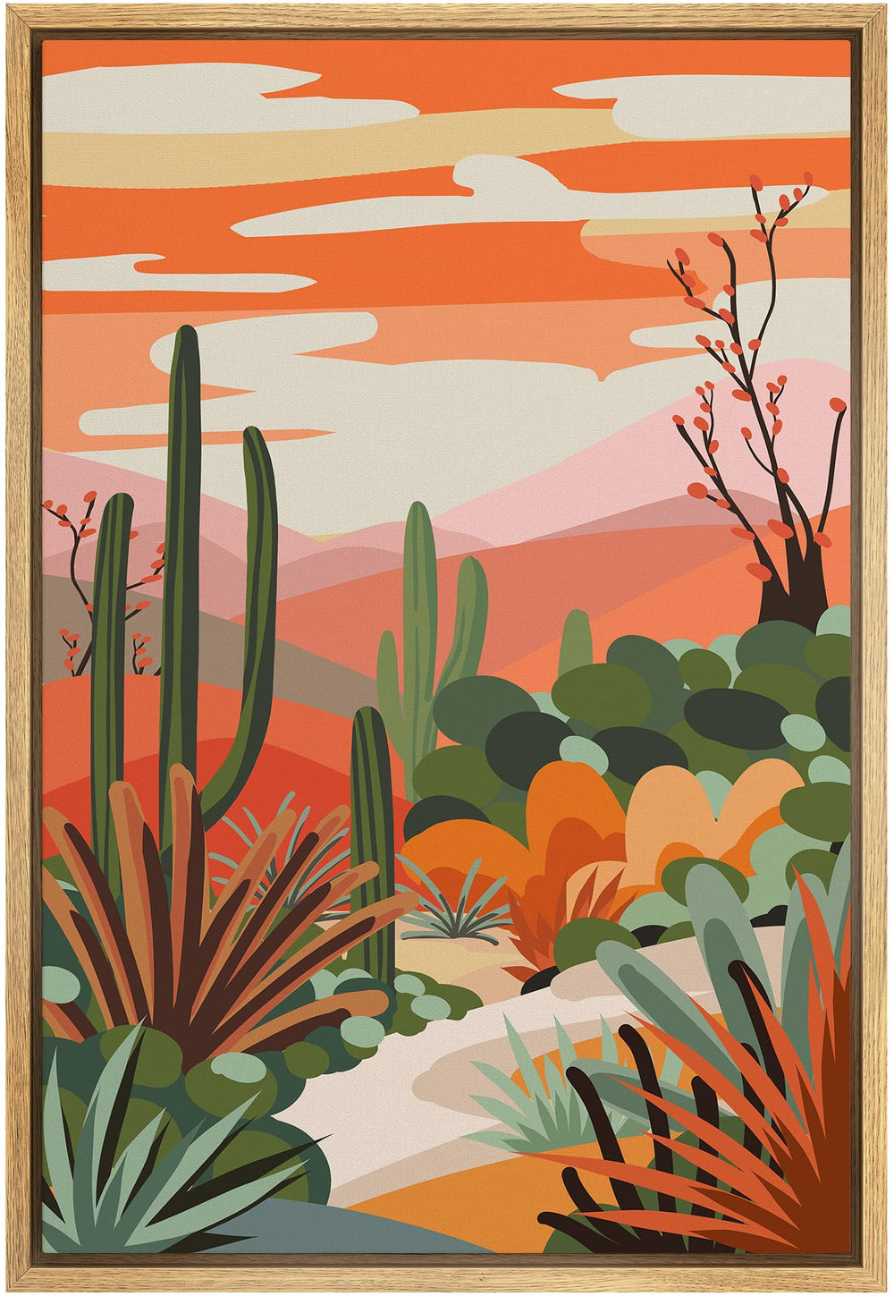 Cactus Desert Mountain Range Wall Art - From Where - 