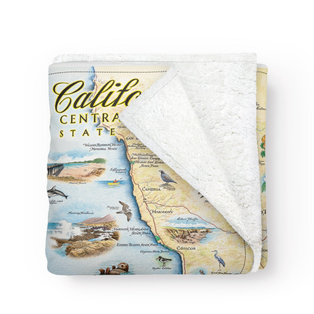 California Central Coast State Park Map Fleece Blanket - From Where Finds - Blanket