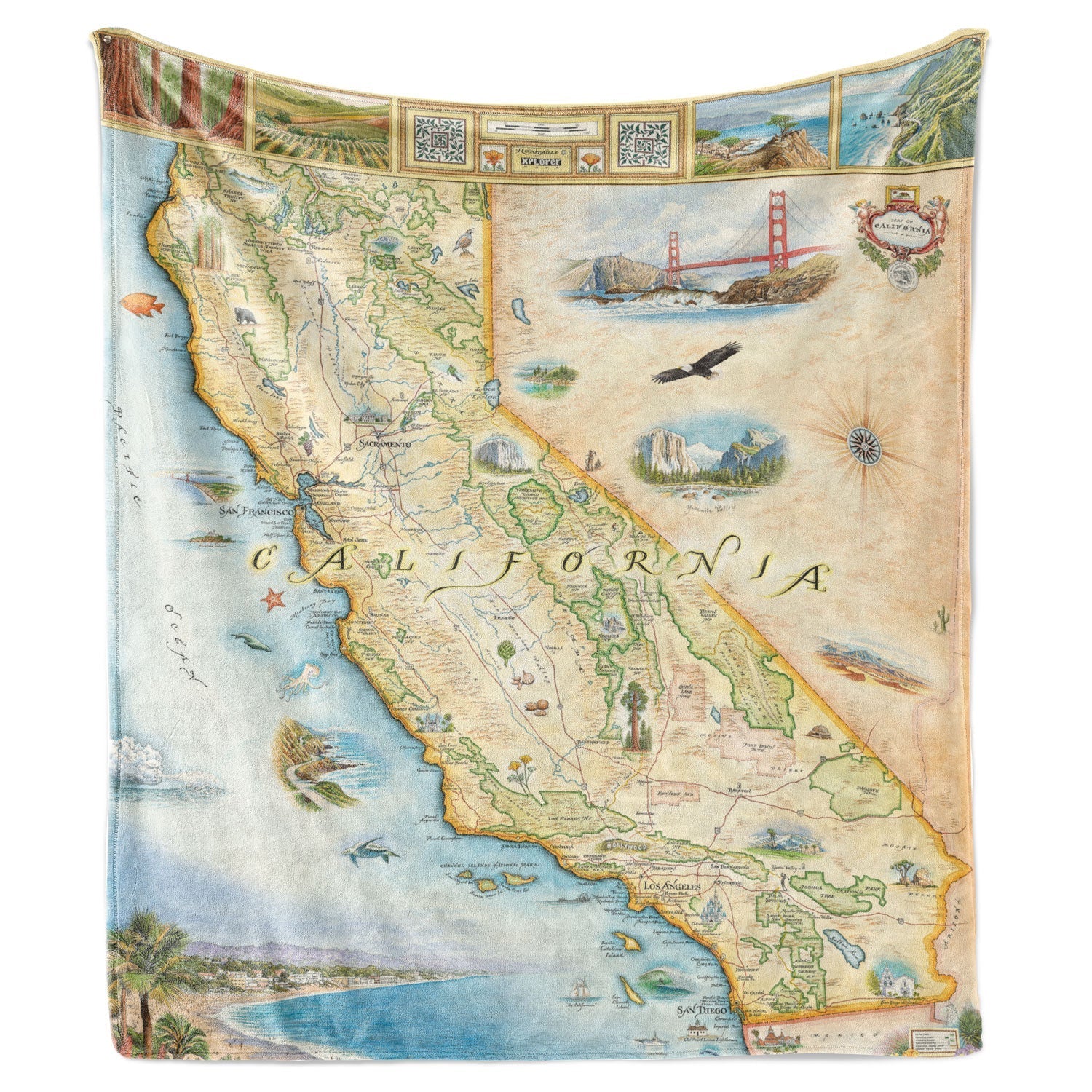 California State Map Fleece Blanket - From Where Finds - Blanket