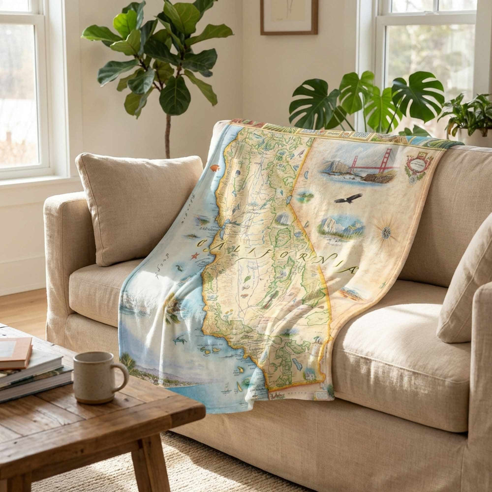 California State Map Fleece Blanket - From Where Finds - Blanket