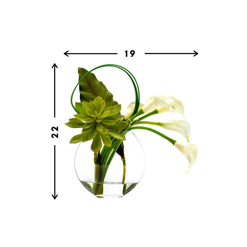 Calla Lily and Succulent Faux Water Floral - From Where - 