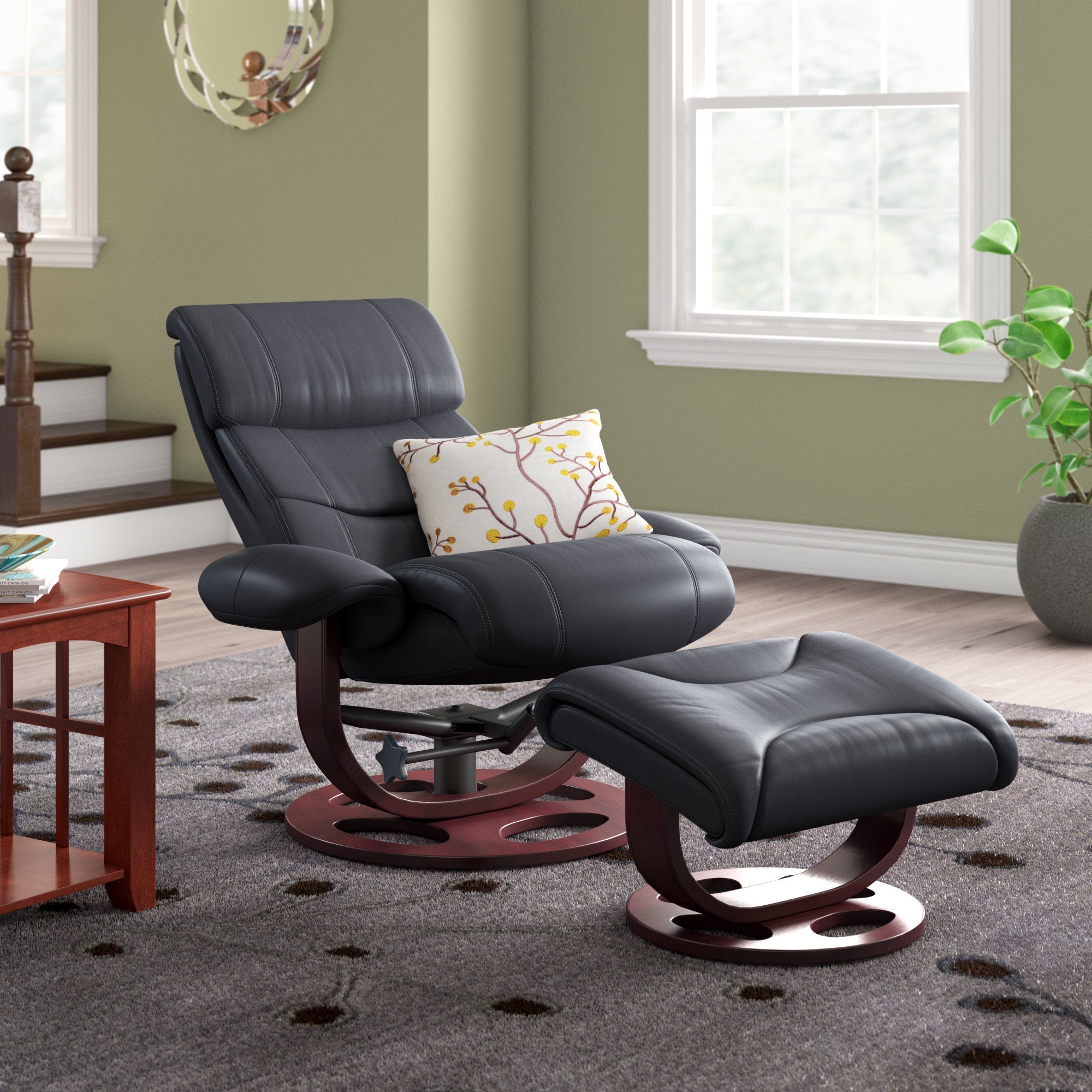 Cambel Swivel Recliner with Ottoman - From Where - 