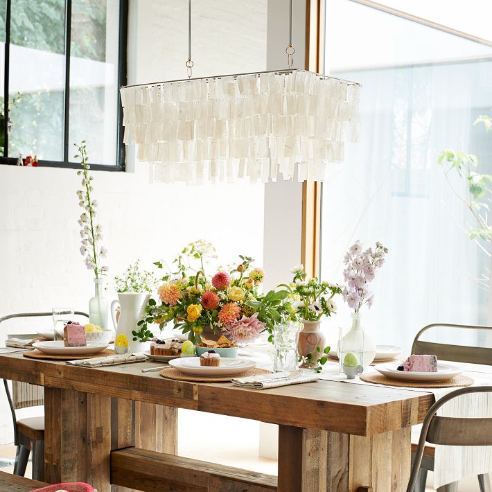 Capiz Rectangle Chandelier (30.5") - From Where - 