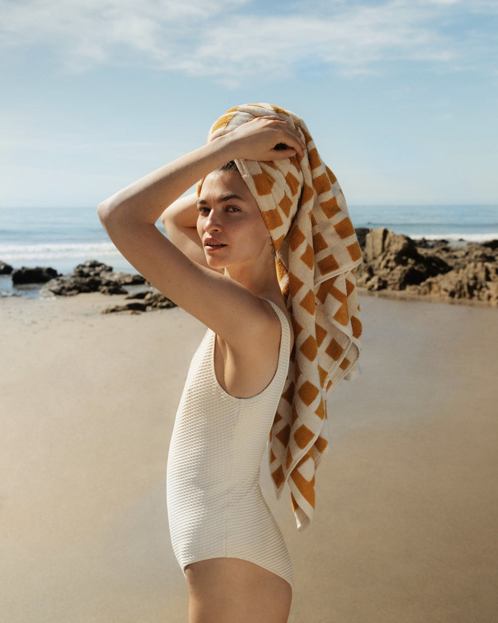 Capri Check Beach Towel - From Where Finds - 