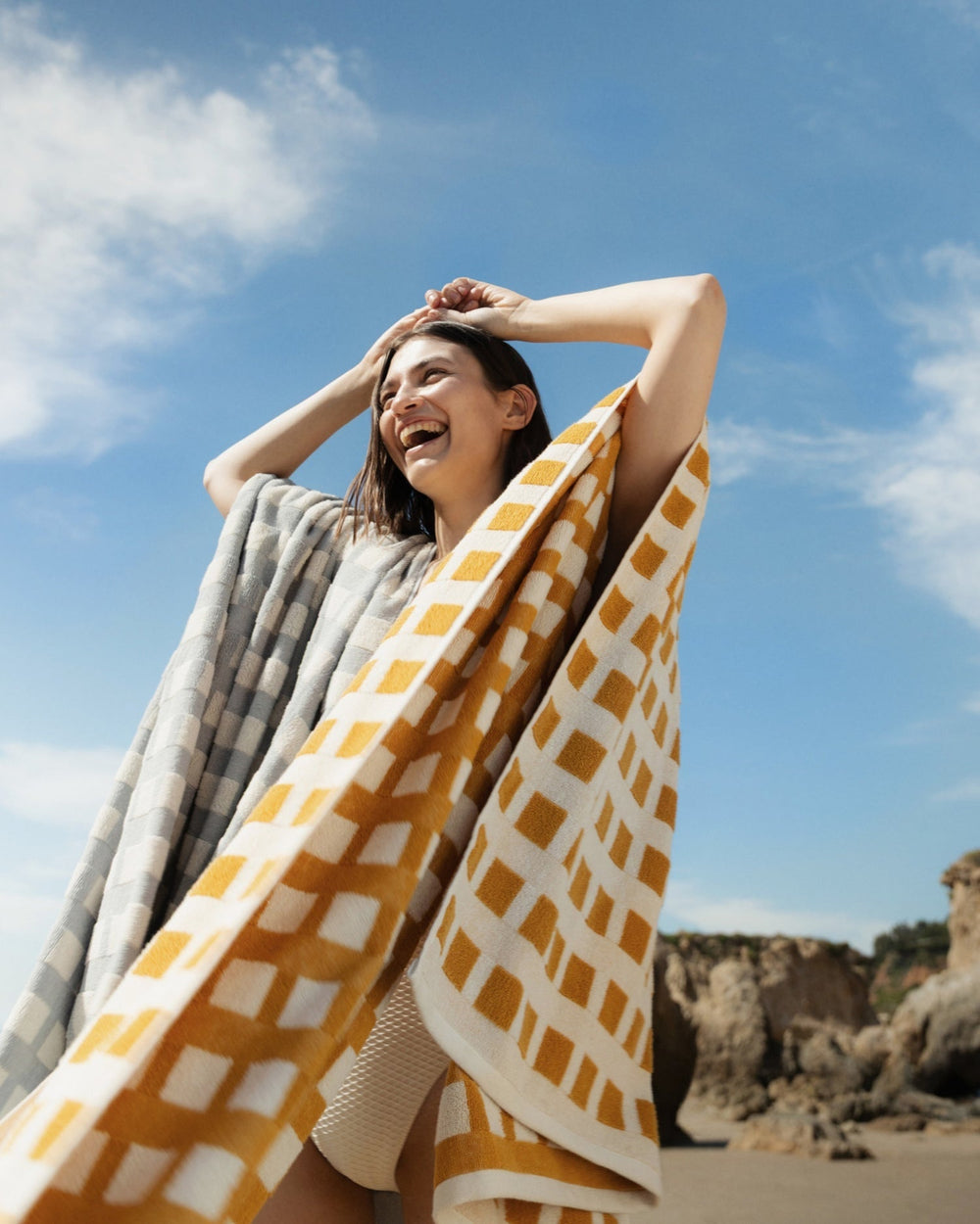 Capri Check Beach Towel - From Where Finds - 
