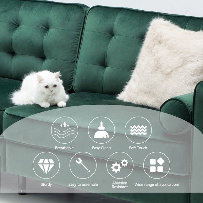 Casual Green Velvet 3 - Seater Sofa - From Where - 