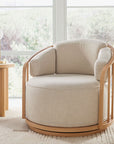 Free Shipping! Better Homes & Gardens Lillian Swivel Birdcage Accent Chair, Cream Linen, Natural Pine Finish