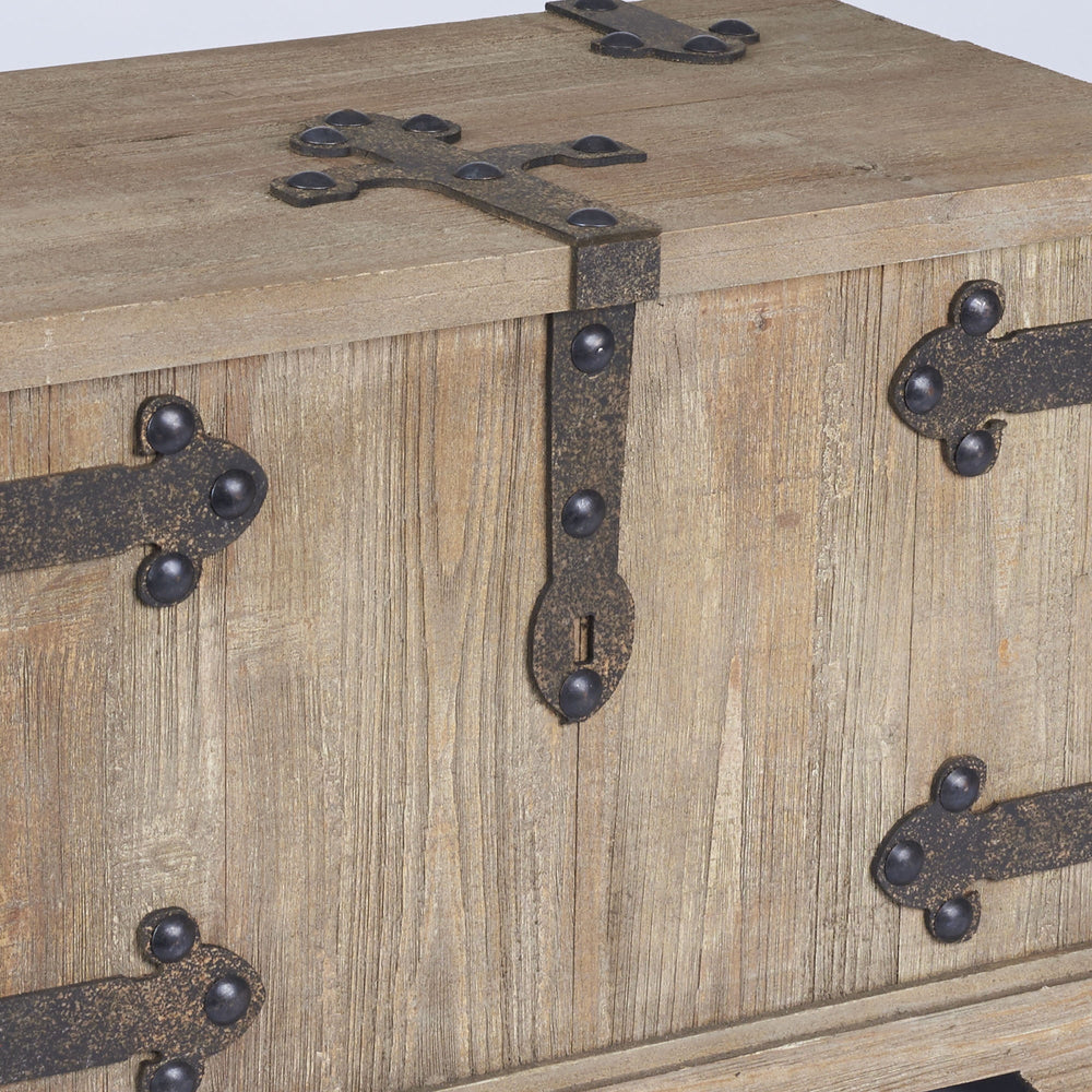 Household Essentials Victorian Storage Trunk with Metal Hinge Accents, Small