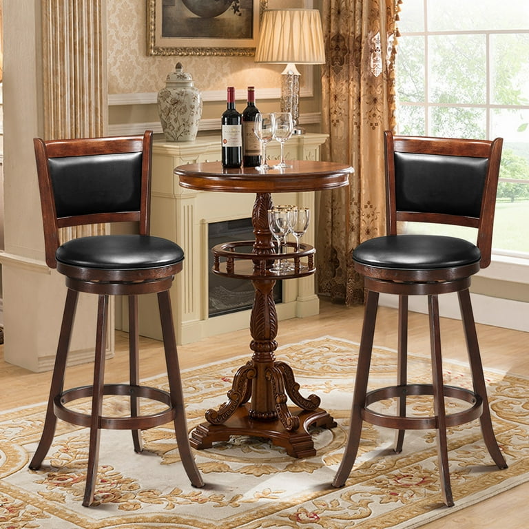 https://www.walmart.com/ip/Costway-Set-of-2-29-Swivel-Bar-Height-Stool-Wood-Dining-Chair-Upholstered-Seat-Panel-Back-Espresso/992350719