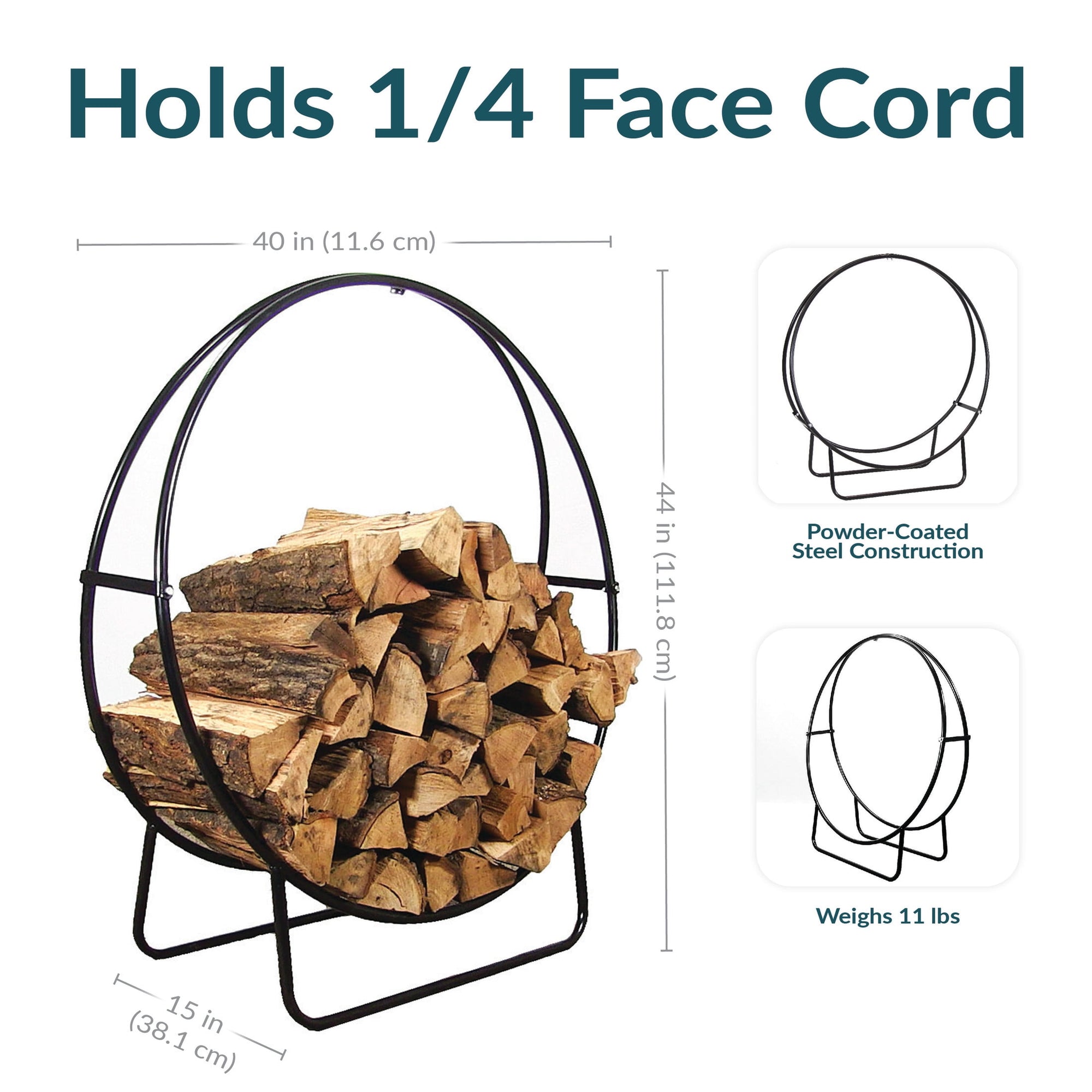 Sunnydaze Modern Tubular Steel Firewood Hoop Log Rack, Indoor Outdoor