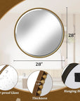 28" Beaded Round Wall Mirror
