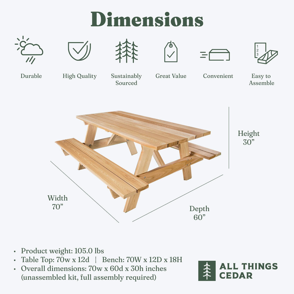 Cedar 6 - Ft Outdoor Picnic Table - From Where - 
