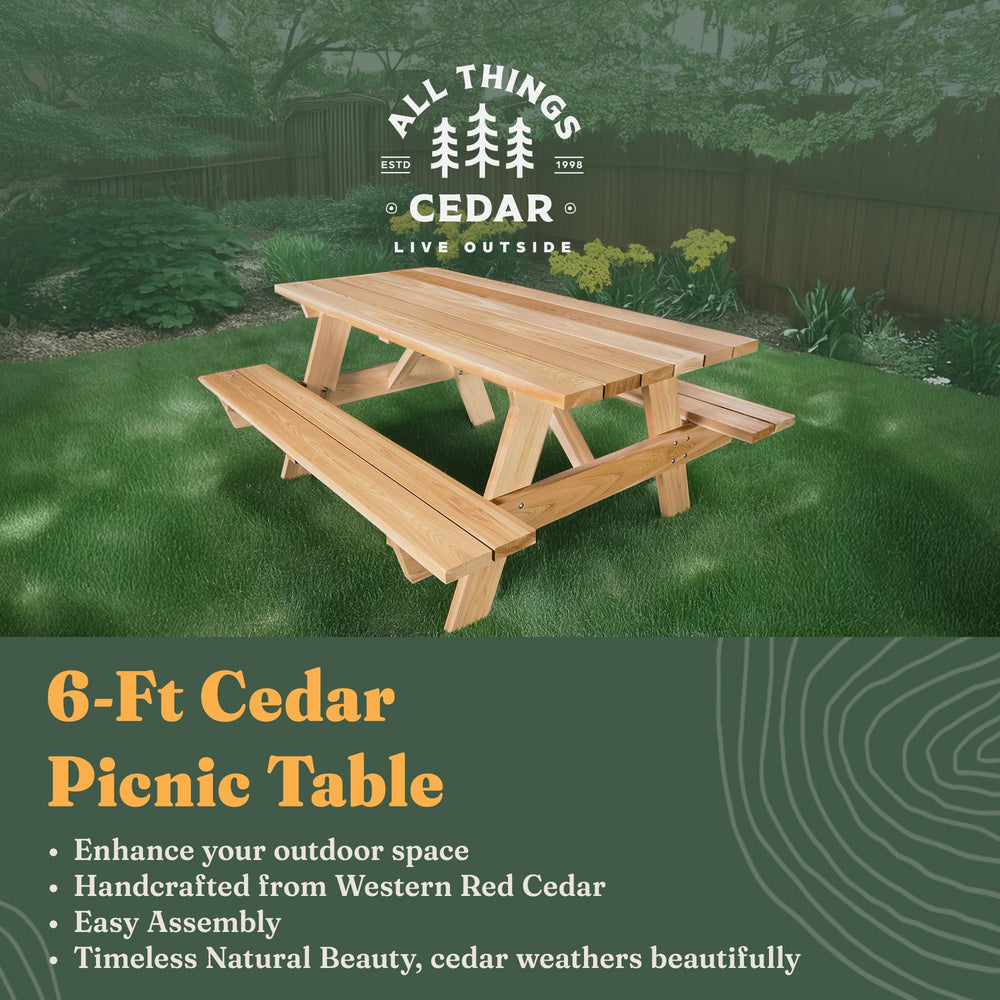 Cedar 6 - Ft Outdoor Picnic Table - From Where - 