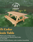 Cedar 6 - Ft Outdoor Picnic Table - From Where - 