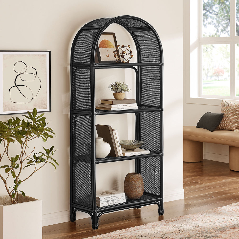 Celeste 67" Arched Rattan Bookshelf - From Where Finds - 