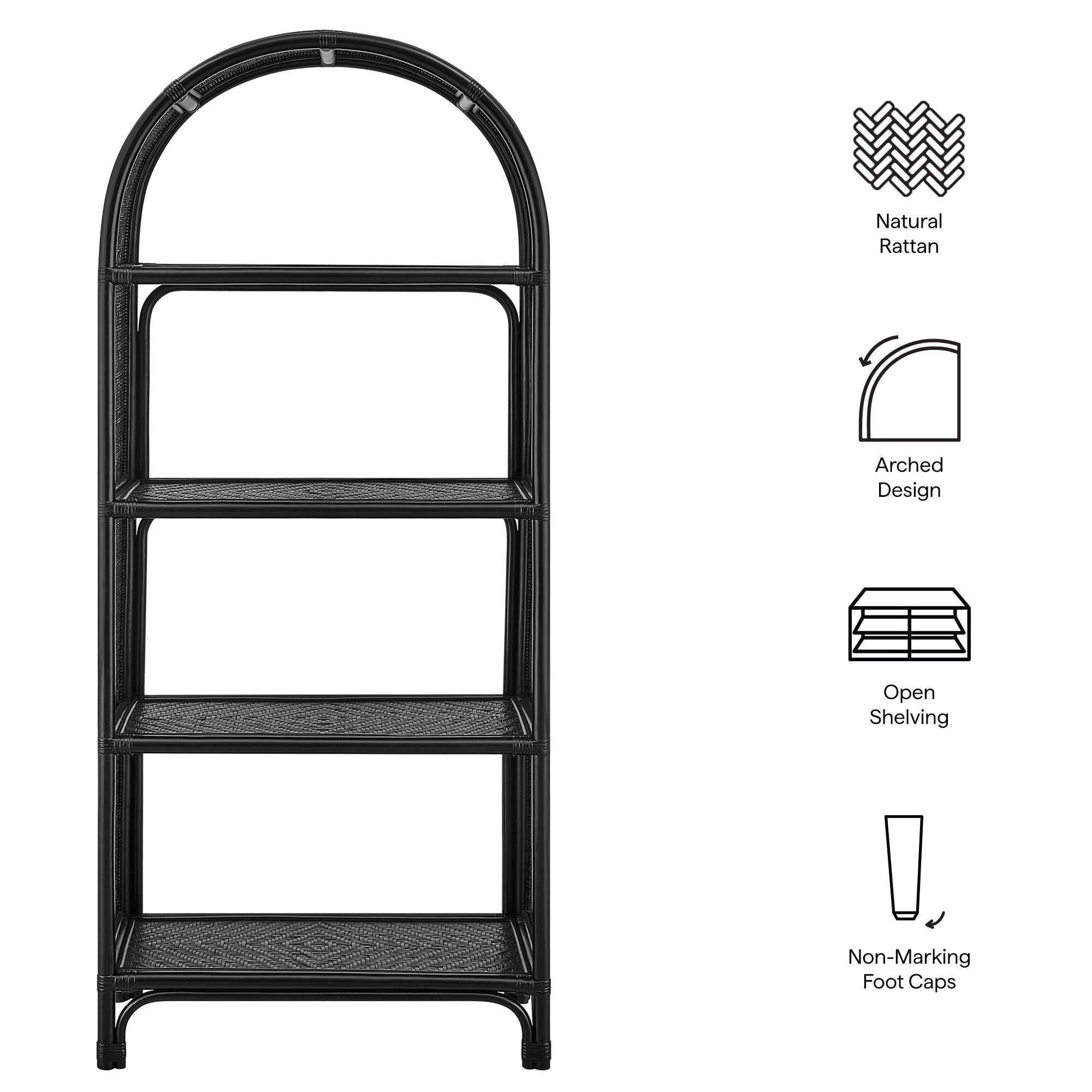 Celeste 67" Arched Rattan Bookshelf - From Where Finds - 