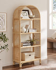 Celeste 67" Arched Rattan Bookshelf - From Where Finds - 