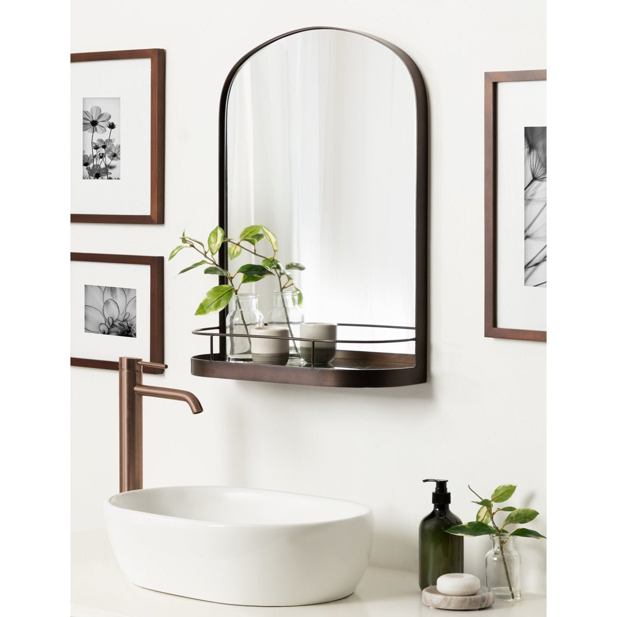 Cemile Metal Flat Mirror with Shelves - From Where - 