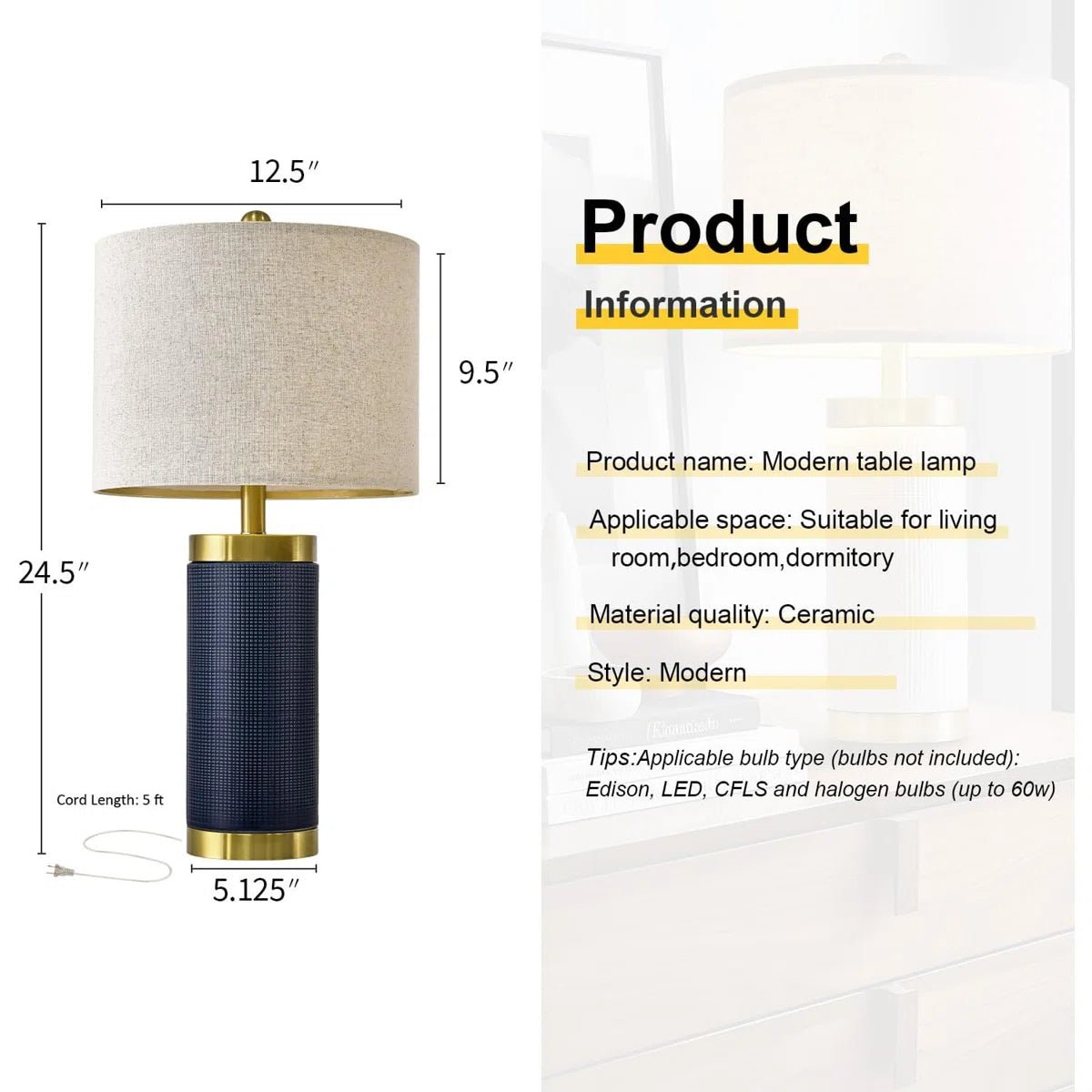 Ceramic Bedside Table Lamp - From Where - 