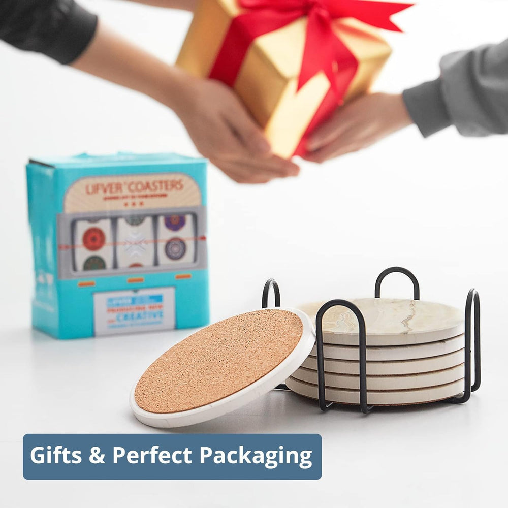 Ceramic Drink Coasters (Set of 6) - From Where - 