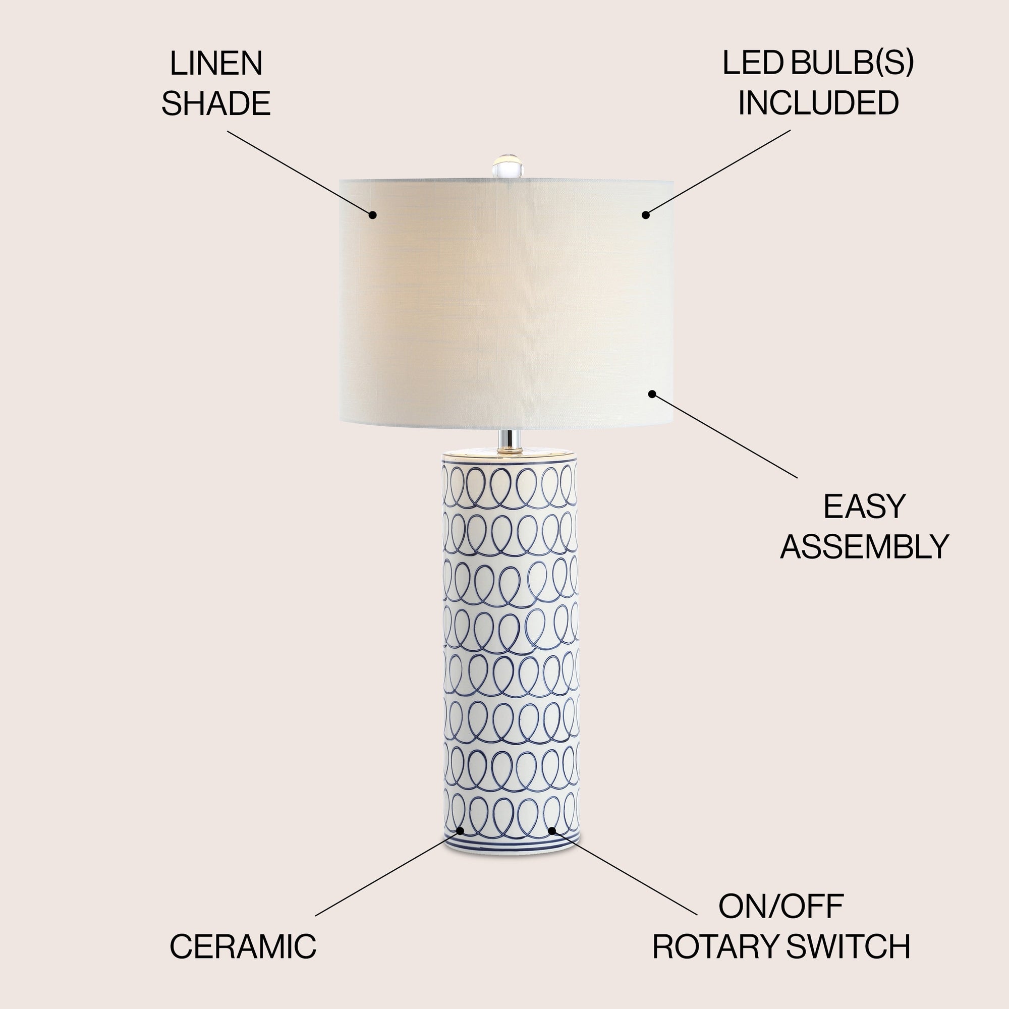 Ceramic Modern Column LED Table Lamp - From Where - 