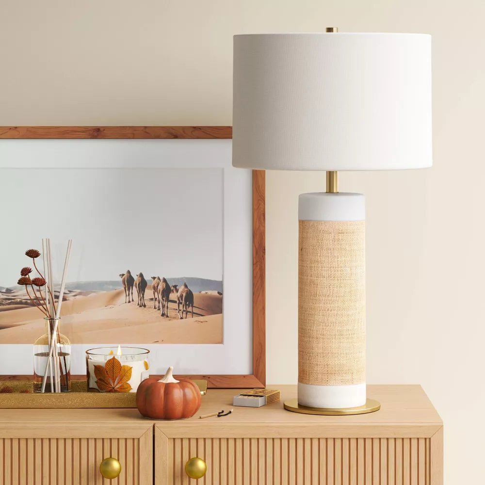 Ceramic Table Lamp with Natural Wrap - From Where - 