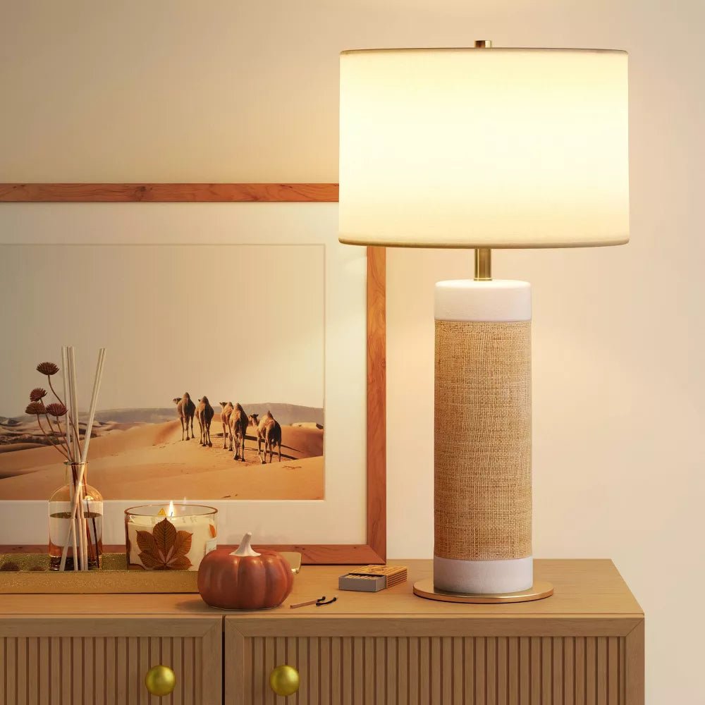 Ceramic Table Lamp with Natural Wrap - From Where - 