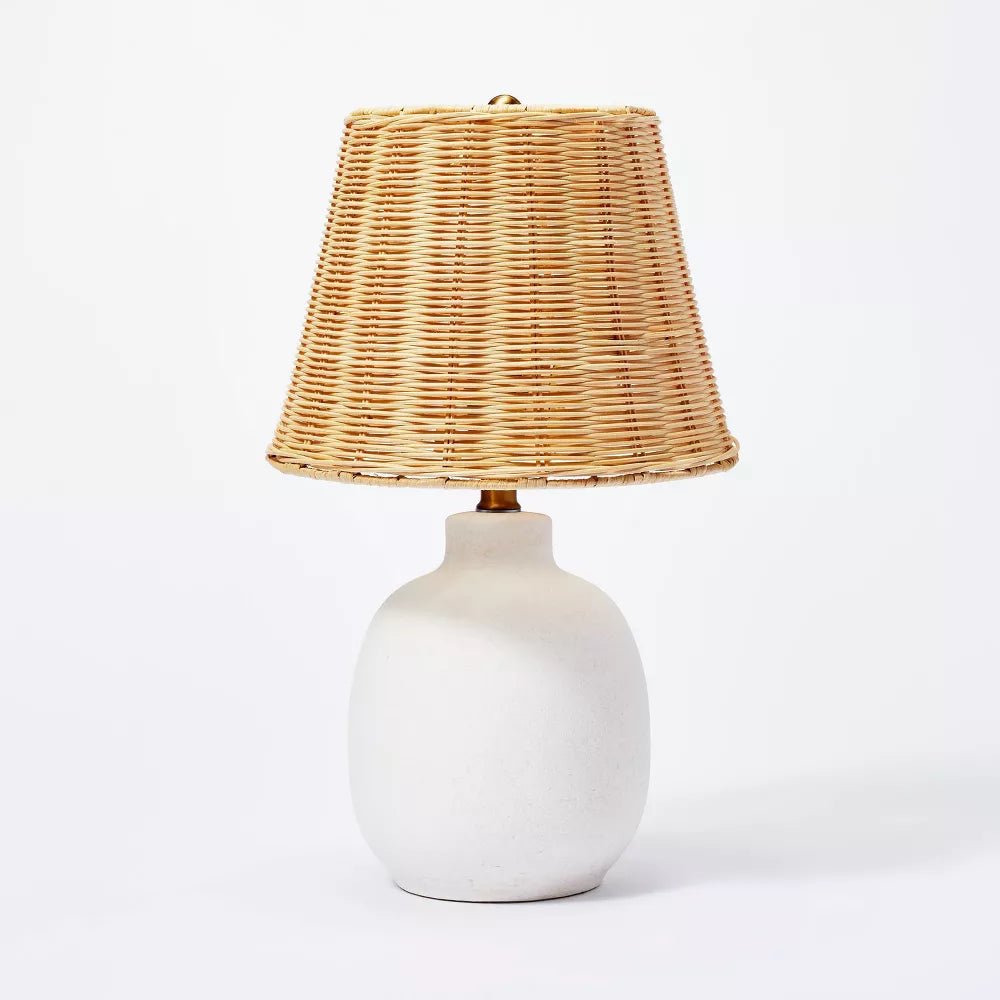 Ceramic Table Lamp with Rattan Shade - From Where - 