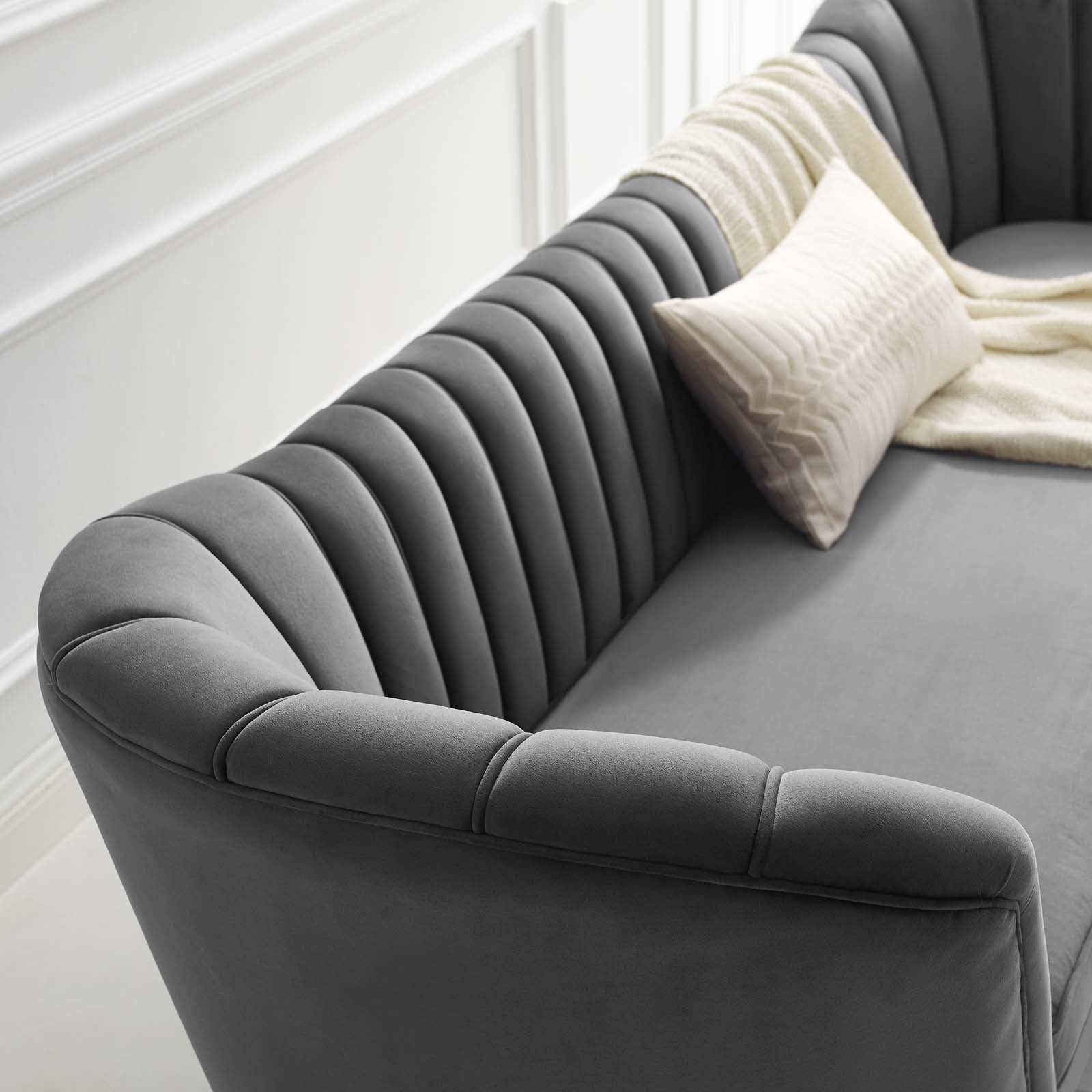 Channel Tufted Velvet Sofa - From Where - 