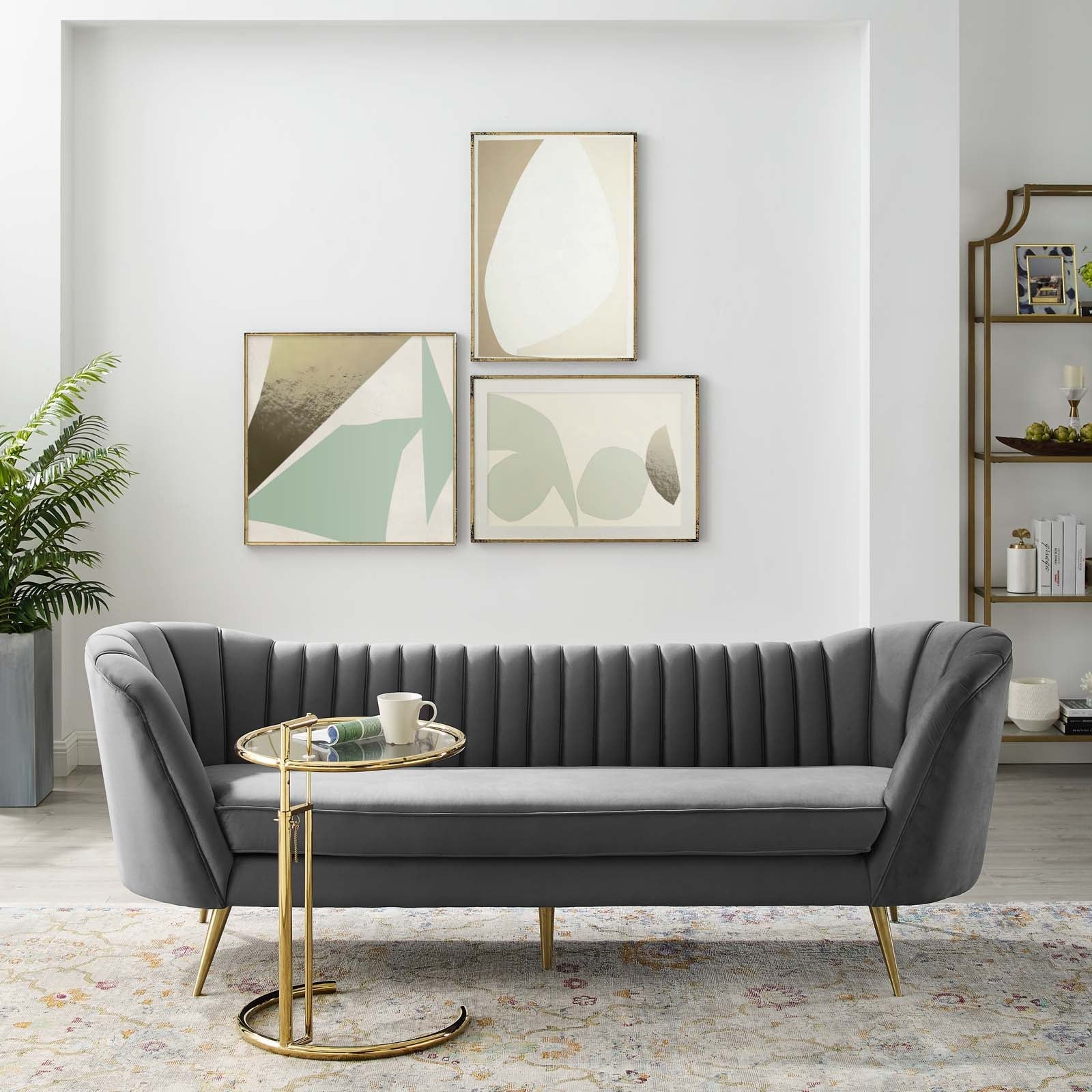 Channel Tufted Velvet Sofa - From Where - 