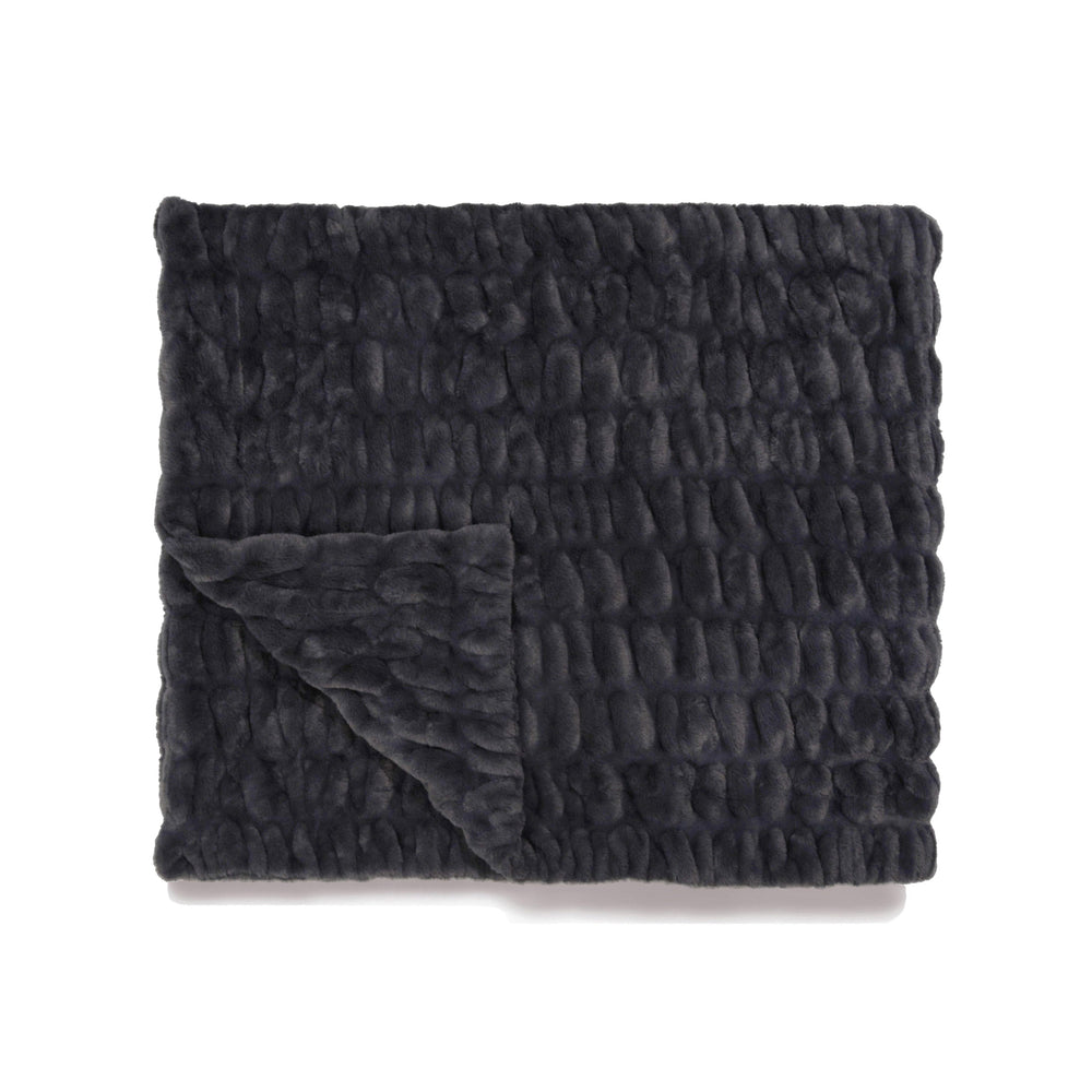 Charcoal Grey Faux Fur Blanket - From Where Finds - 