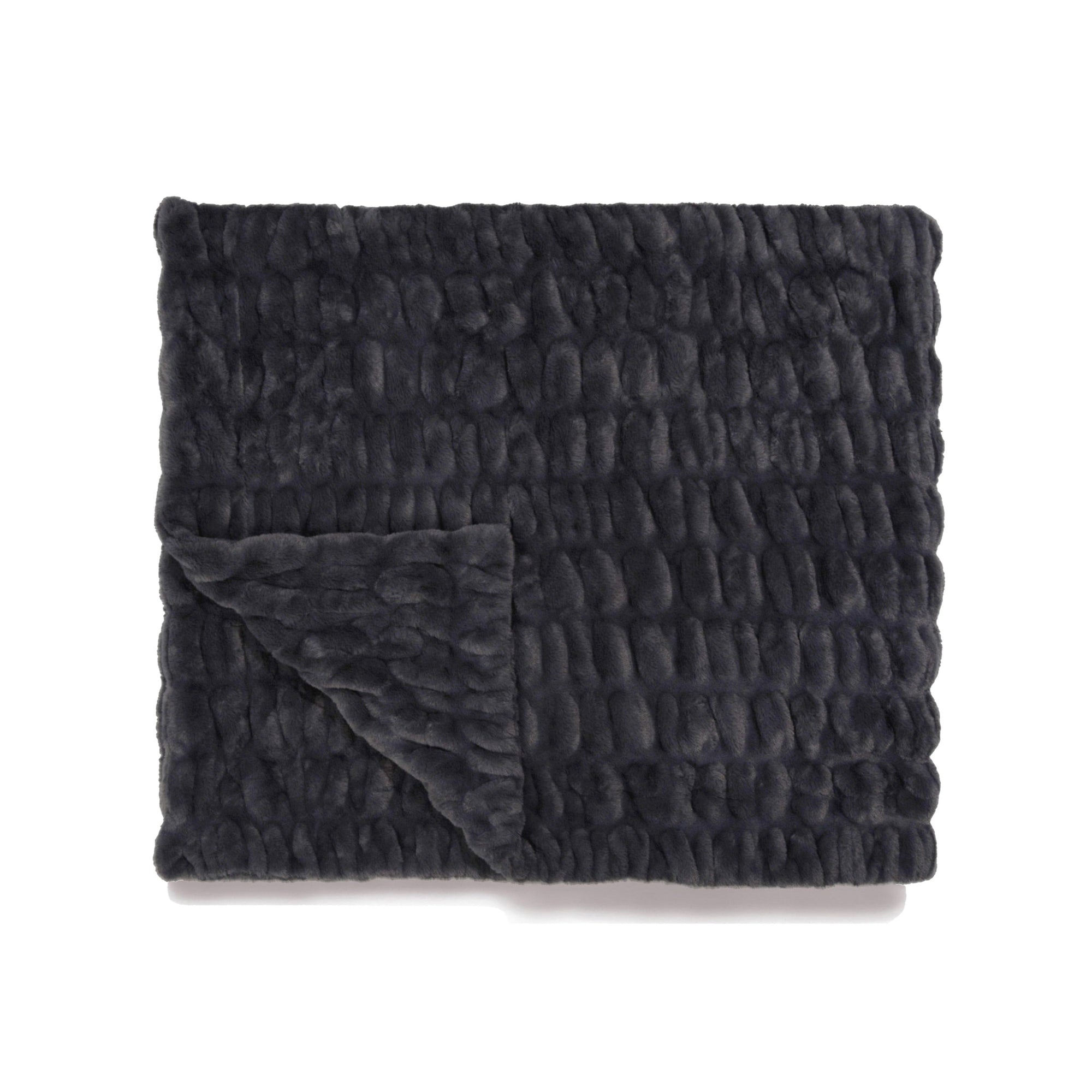 Charcoal Grey Faux Fur Blanket - From Where Finds - 