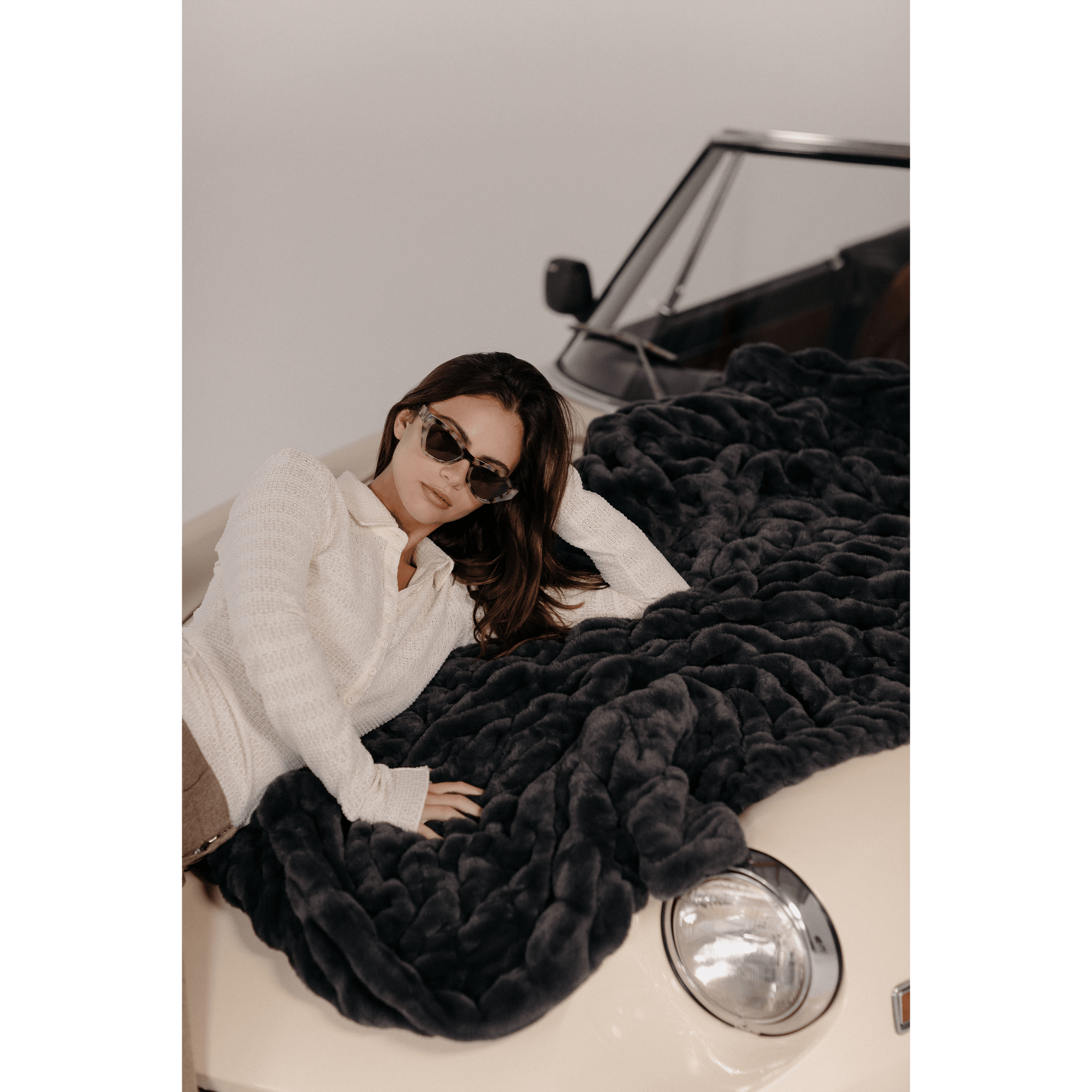 Charcoal Grey Faux Fur Blanket - From Where Finds - 