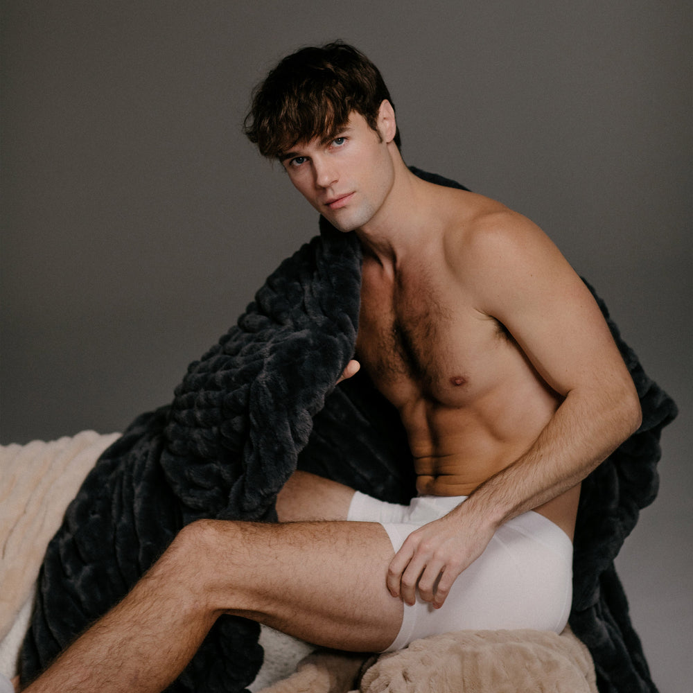 Charcoal Grey Faux Fur Blanket - From Where Finds - 