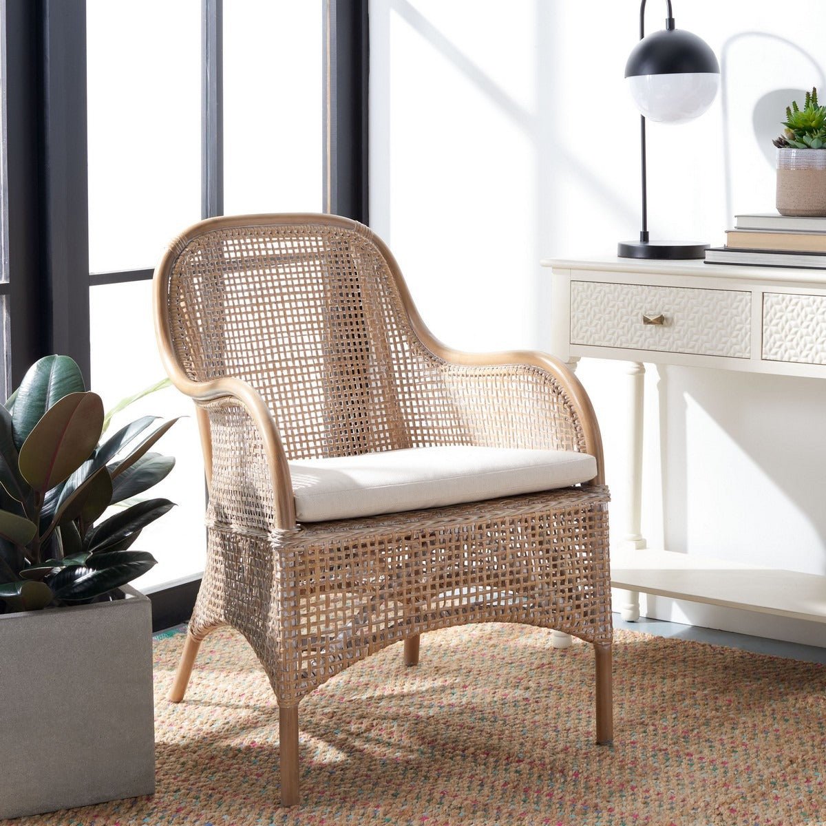Charlie Rattan Accent Chair W/ Cushion - From Where Finds - 