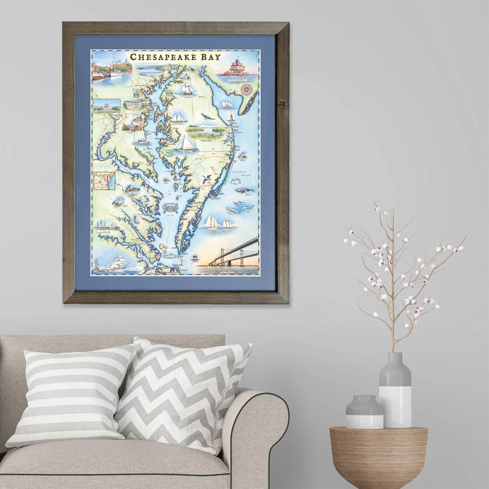 Chesapeake Bay Hand - Drawn Map - From Where Finds - Map
