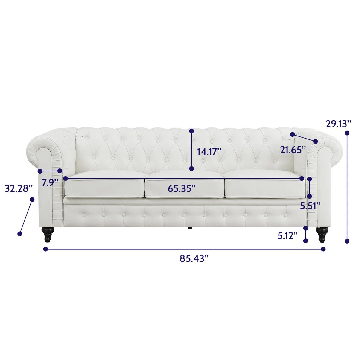 Chesterfield 88&quot; Tufted Leather Sofa - From Where - 