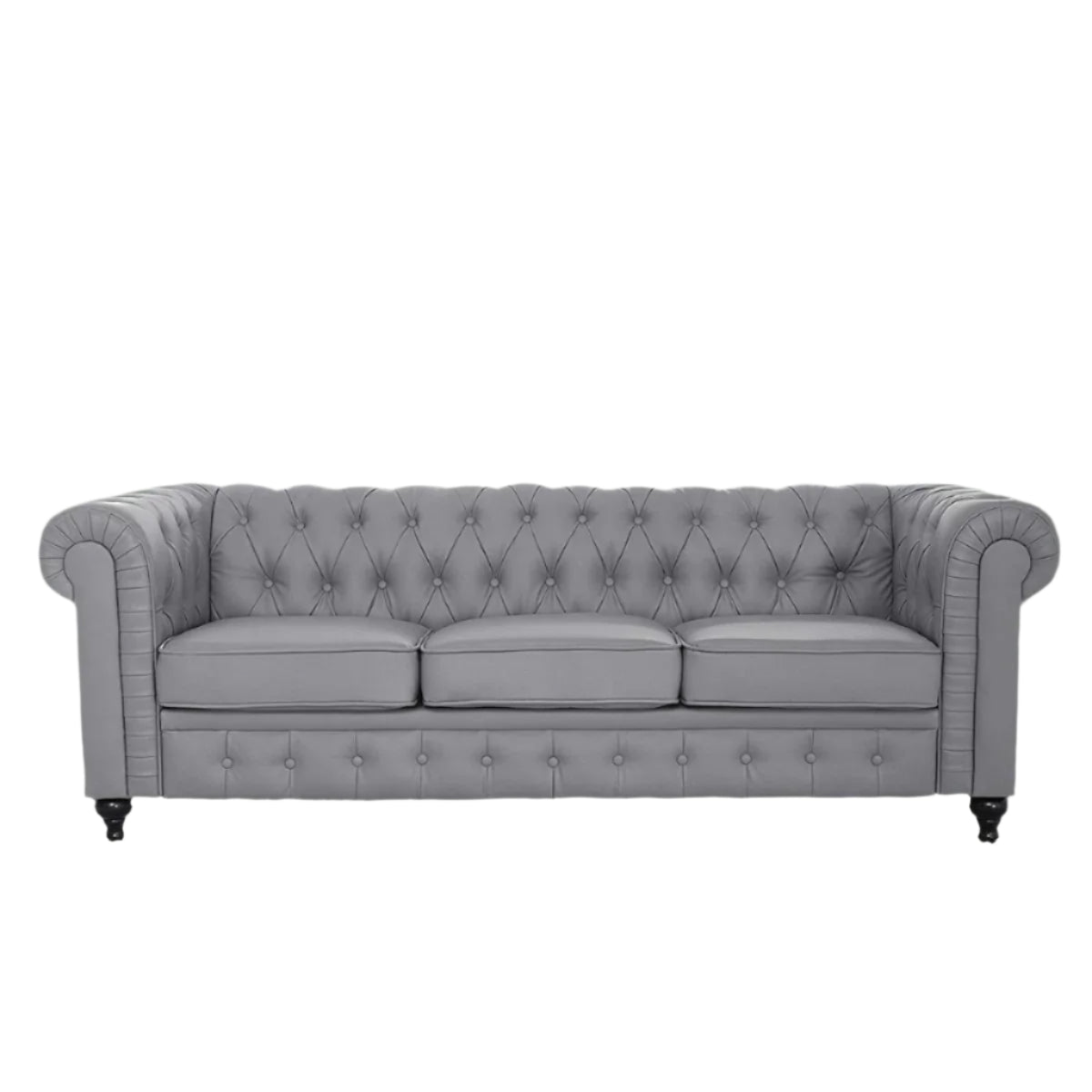 Chesterfield 88&quot; Tufted Leather Sofa - From Where - 