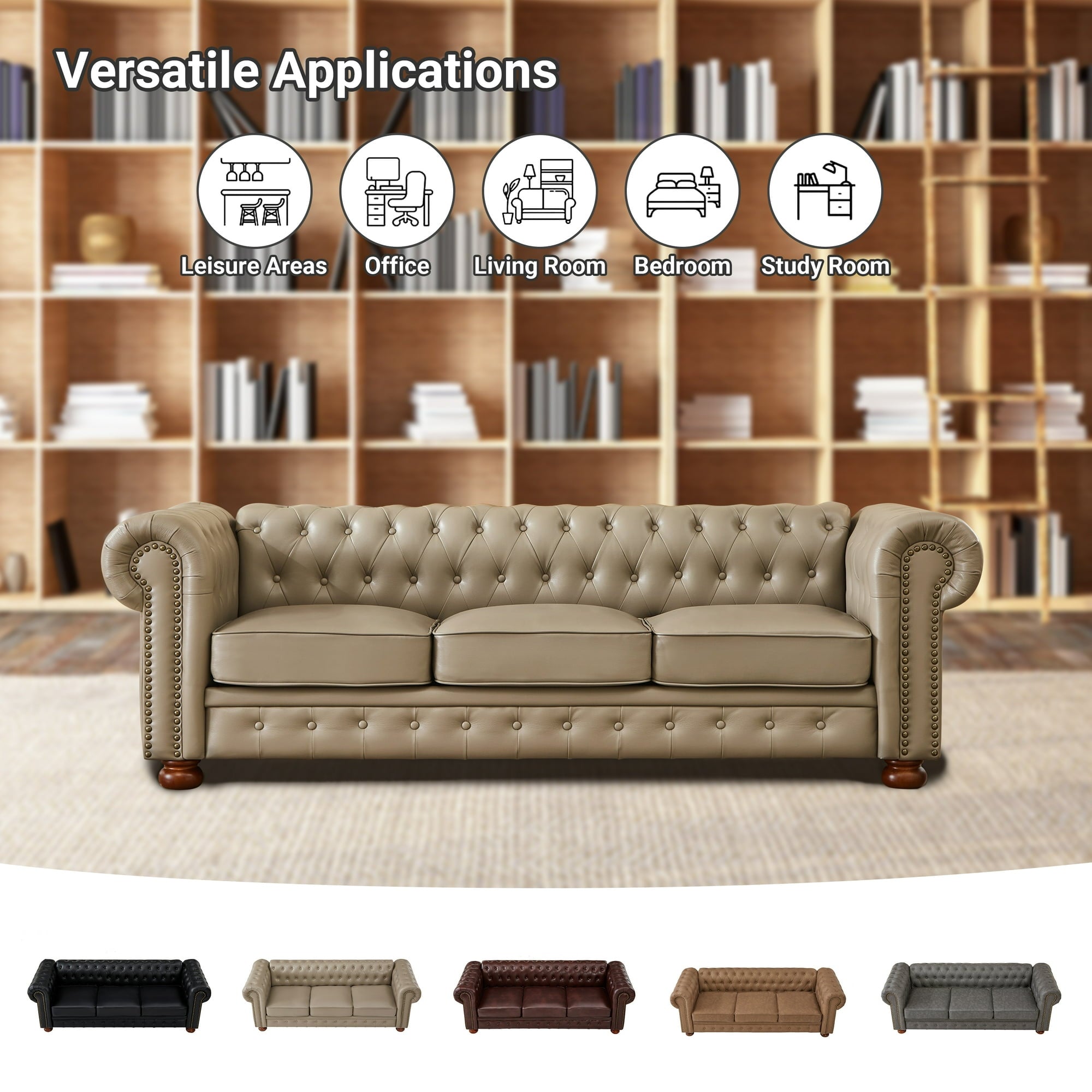 Chesterfield Sofa with Rolled Arms - From Where - 