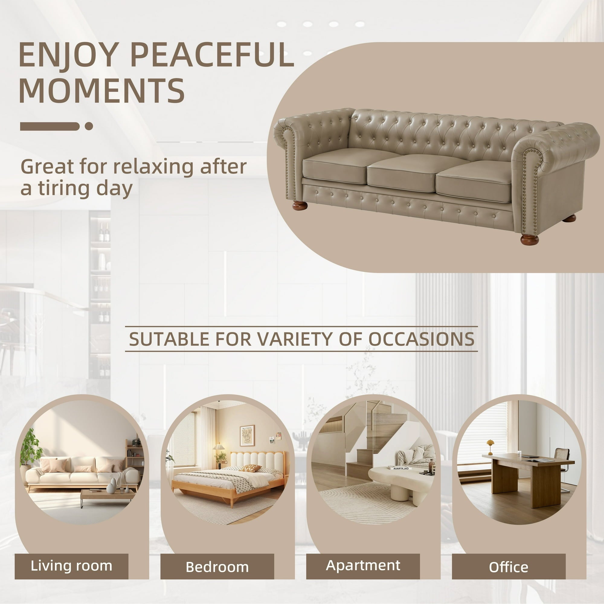 Chesterfield Sofa with Rolled Arms - From Where - 