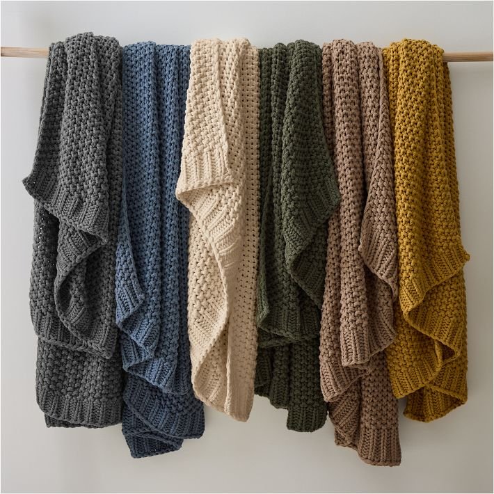 Chunky Cotton Knit Throw - From Where - 